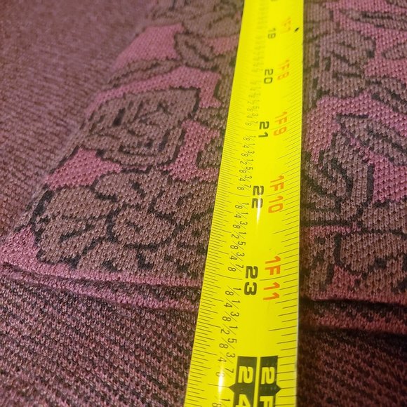 Soft Suroundings coat knit Large button snap bell sleeve maroon black roses - Picture 14 of 15